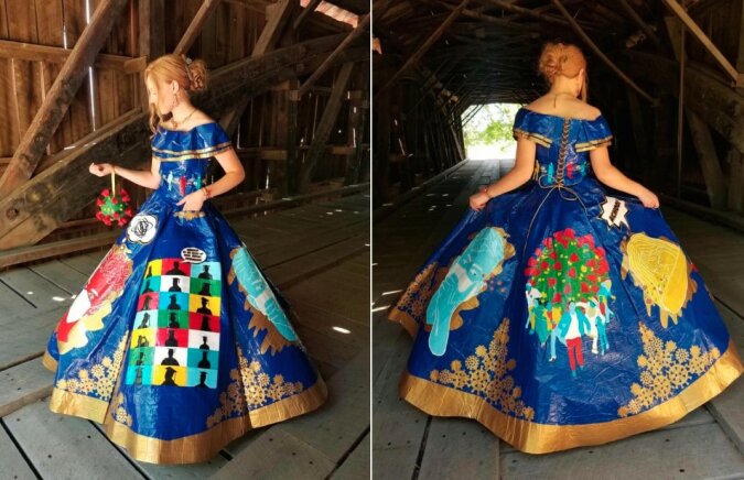 Über 400 Stunden Arbeit: Das Mädchen kreierte sein Abschlusskleid aus Klebeband