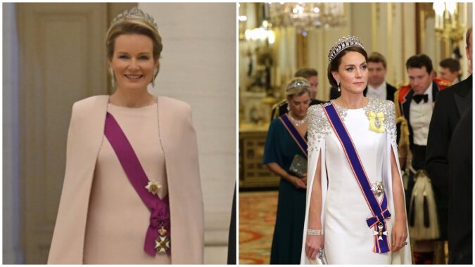 Ähnliche Looks von Kate Middleton und Königin Mathilde von Belgien. Quelle: Getty Images