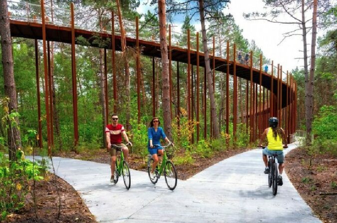 „Für Radsportbegeisterte“: Auf einem 360-Grad-Weg in Belgien kann man in großen Höhen durch die Bäume radeln