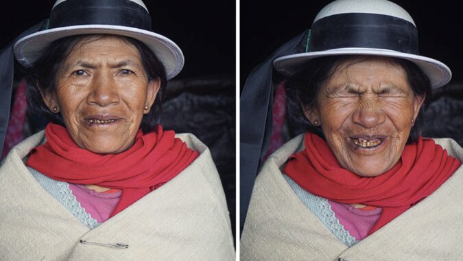Das Gesicht einer Frau vor und nach dem Kompliment. Quelle: bigpicture.сom