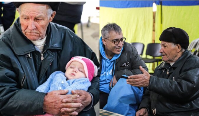 Großvater in einem Flüchtlingszentrum mit seiner eigenen Familie. Quelle: www. laykni.com