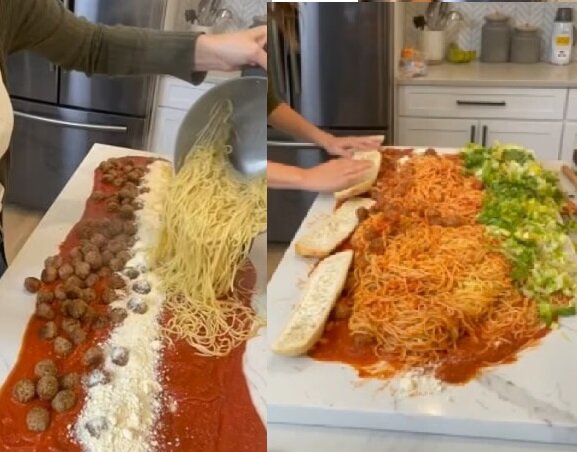 "Ultimativer Spaghetti-Trick". Quelle: dailymail.co.uk