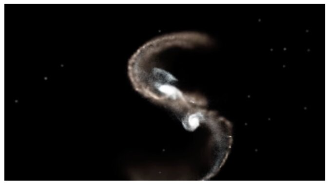 Der Prozess der Galaxienverschmelzung.  Quelle: Screenshot YouTube