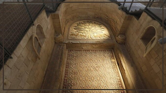 Das Mosaik auf dem Boden von Hishams Palast in Jericho. Quelle: focus.com
