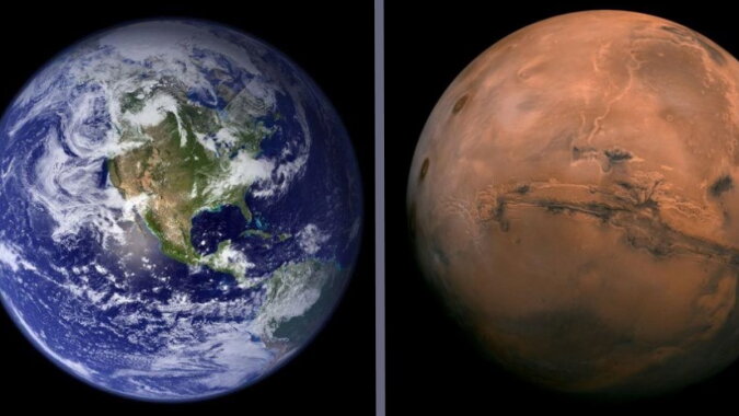Der Mars und die Erde. Quelle: focus.com