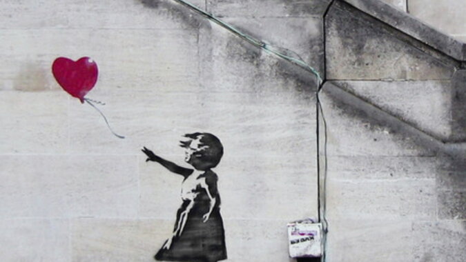 Ein Gemälde von Banksy. Quelle: elledecoration.com