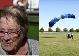 Im Alter von 103 Jahren ist eine Frau mit dem Fallschirm abgesprungen. Quelle: Screenshot YouTube