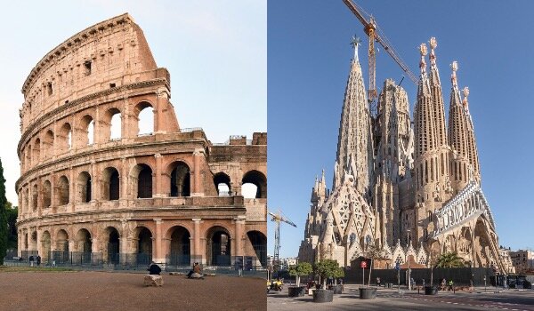 Das Kolosseum und die Sagrada Familia. Quelle: ndtv.com