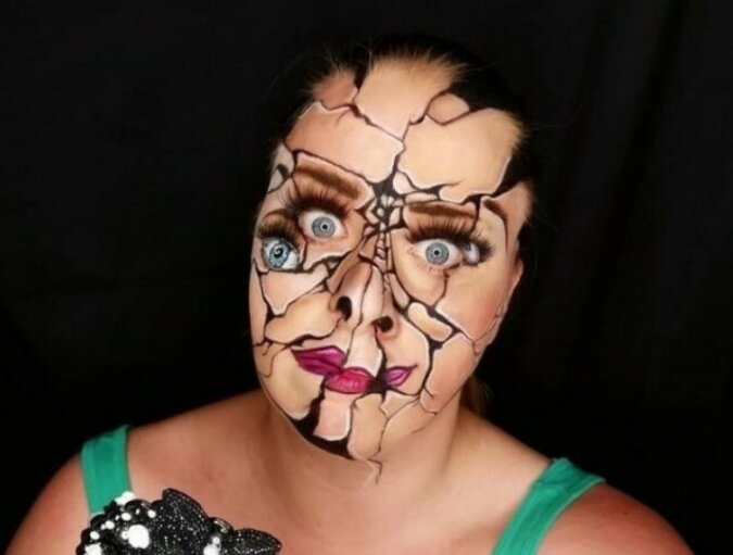 Eine Britin schafft ungewönliche optische Täuschungen mit Make-up
