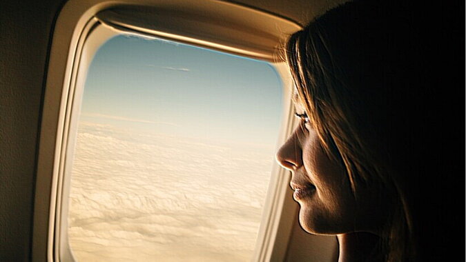 Eine Frau im Flugzeug. Quelle: travelask