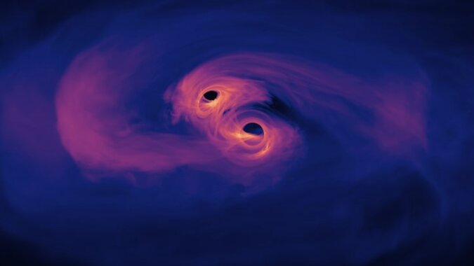 Zwei schwarze Löcher kollidieren. Quelle: NASA
